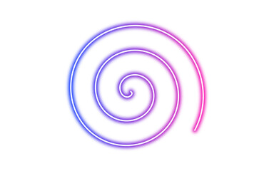 Colorful neon spiral with a smooth blue to pink gradient glow on a transparent  background