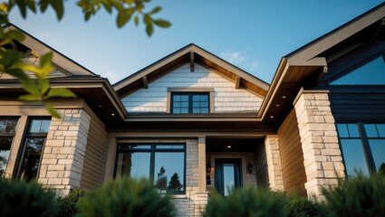 Directing Attention to a Modern Residential Building with a Gable Roof
