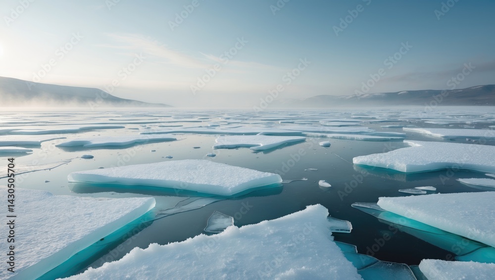 Poster springtime ice floe breaking apart in the arctic