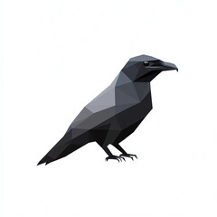 Fototapeta premium Geometric Raven in Low-Poly Style A Striking Image of a Bird, Perched and Ready