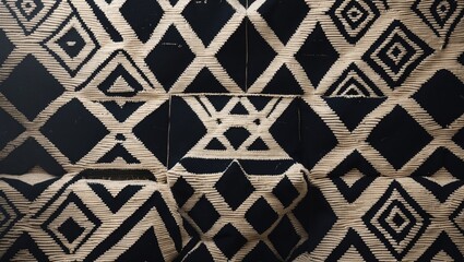 Rhombus - vintage ethnic textile with geometric pattern