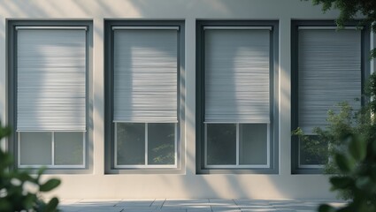 Exterior roller shutter on contemporary windows