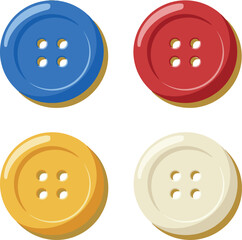 Colorful blue red yellow and white sewing buttons vector illustration design 