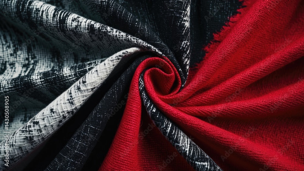 Poster vintage seamless textile pattern featuring abstract grunge design with woven fabric texture in black