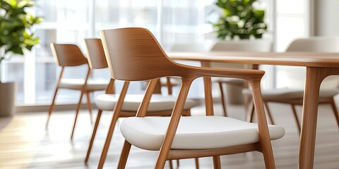 Stylish Modern Chairs in a Minimalist Room with Neutral Tones and Clean Lines Enhancing the Contemporary Aesthetic of Interior Design