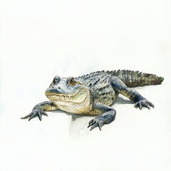 Fototapeta premium Magnificent Alligator Portrait A Detailed Watercolor Illustration of a Reptile