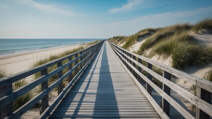 Coastal walkway on a windy day amidst nature