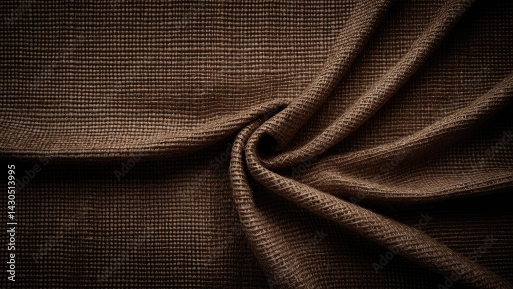 Poster Closeup of dark brown textile background featuring wicker pattern and fabric texture