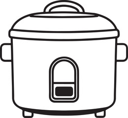  rice cooker line art, black outline, vector and illustration, coloring book page line art drawing
