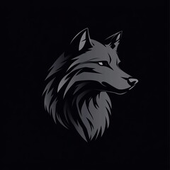 Majestic Wolf Silhouette Against a Dark Background, a Striking Minimalist Vector Design