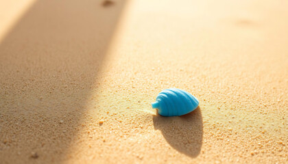 Single Blue Seashell Fragment on Sand