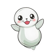 Playful cartoon seal character digital art cute design whimsical environment front view fun concept for kids