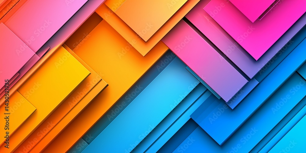 Poster Abstract Geometric Background with Hexagonal Shapes in Bright Colors Creating a Modern Futuristic Design with Gradients and Shadows