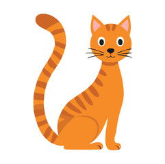 Cute Cartoon Cat with Stripes and Smile