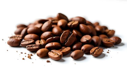 Naklejka premium Set of fresh roasted coffee beans isolated on white background.