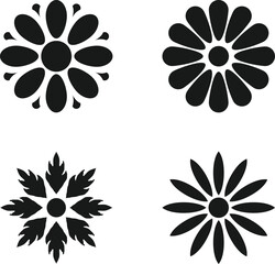 Black Silhouette of Abstract Dahlia Flower in Vector Style