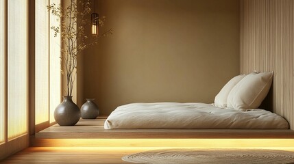 Minimalist bedroom interior design neutral colors calming atmosphere