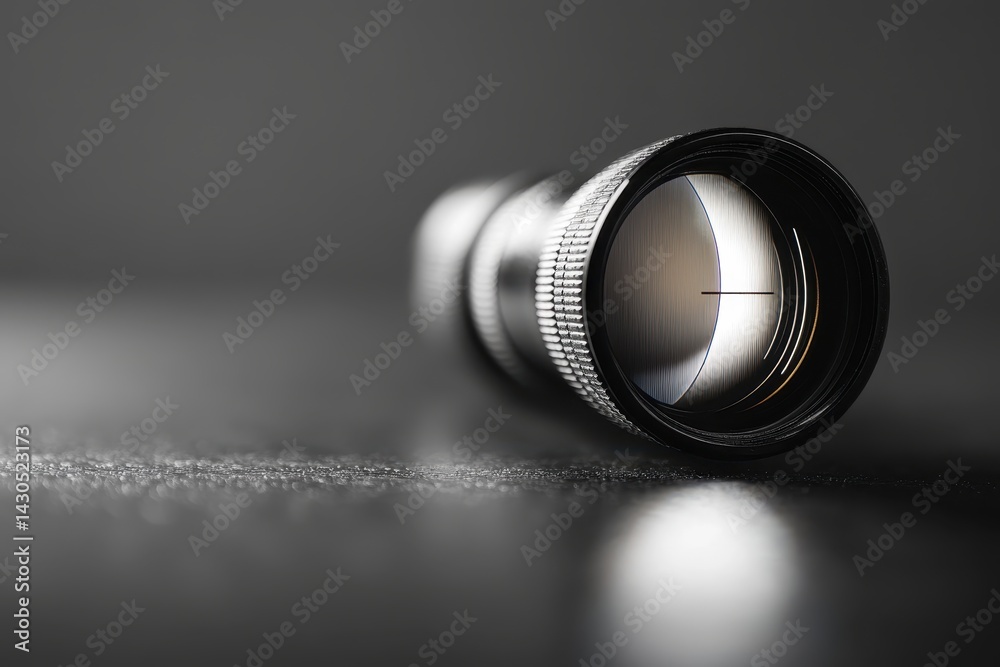 Poster scope scanning data processing device on a black and grey background with focus on lens precision, s