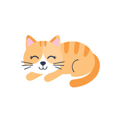 Cute Cartoon Cat with Stripes and Smile