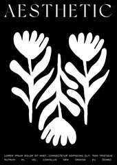 Trendy Groovy Vector Illustration Set in Matisse style. Modern print with nature irregular shapes. Plants, flowers and leaves in hand drawn style.