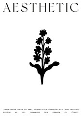 Trendy Groovy Vector Illustration Set in Matisse style. Decorative Modern Flower Poster. Plants, flowers and leaves in hand drawn style.