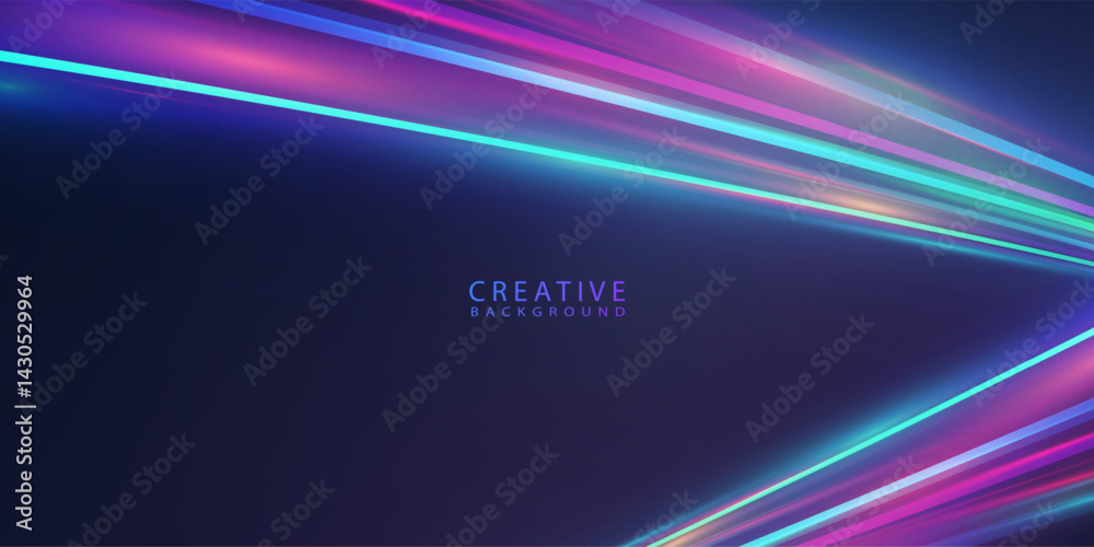 Fototapete Futuristic abstract background with glowing diagonal rays in bright neon hues. Great for creative digital presentations, tech concepts, and modern visual compositions