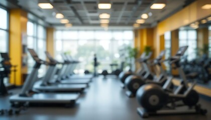 Fototapeta premium Abstract blur fitness gym with equipment for background.