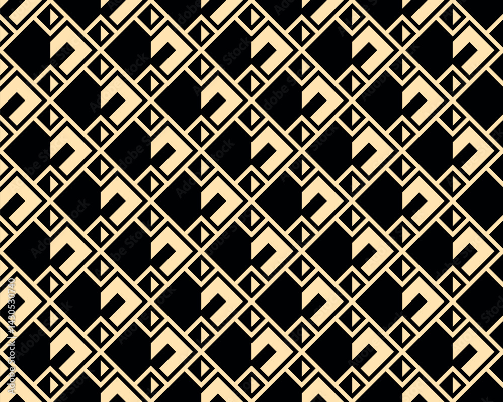 Poster Abstract geometric pattern. A seamless vector background. Golden and black ornament. Graphic modern pattern. Simple lattice graphic design