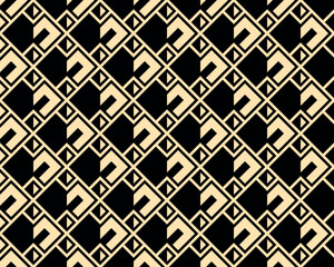Abstract geometric pattern. A seamless vector background. Golden and black ornament. Graphic modern pattern. Simple lattice graphic design