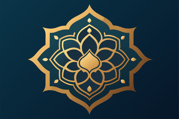 Ornate floral mandala pattern with a seamless ornamental round design on a blue background