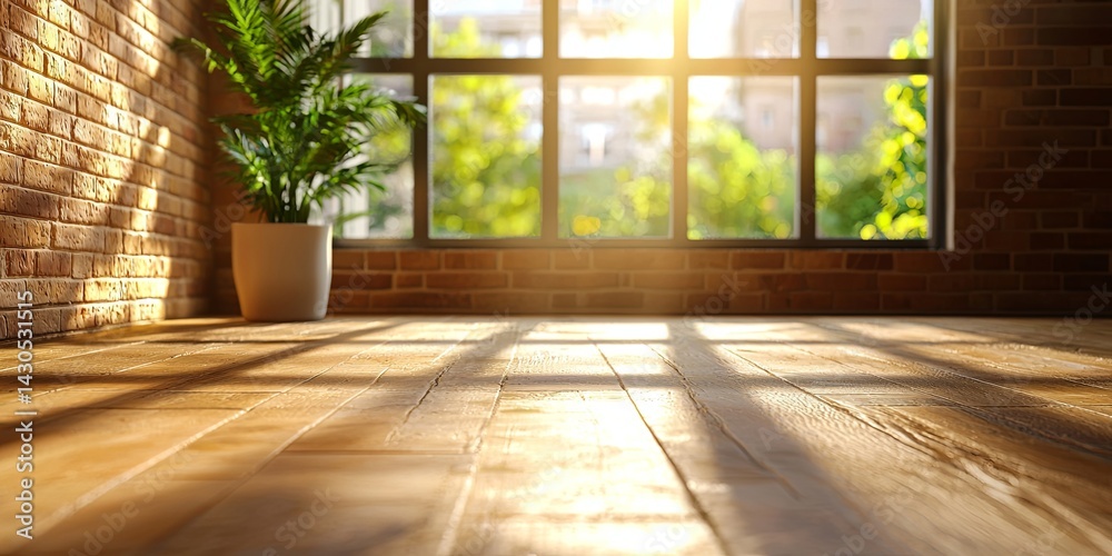 Poster rustic interior with textured grunge wall and sunlight streaming through windows enhancing the atmos