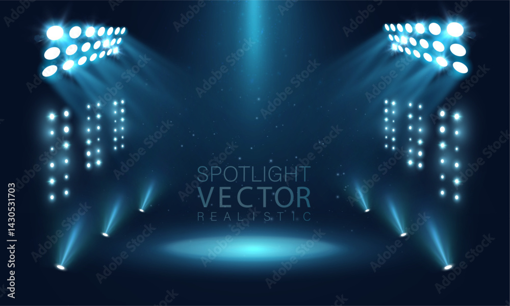 Aufkleber professional lighting setup with cool-toned spotlights and symmetrical floor glow. ideal for digital