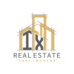 initial monogram logo for real estate with Home and Building shape creative design.