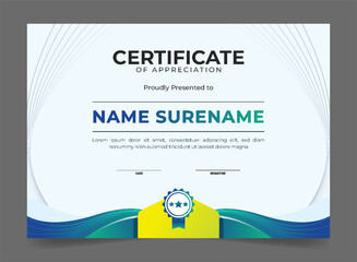 Gradient blue certificate border template