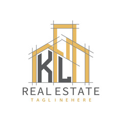 initial monogram logo for real estate with Home and Building shape creative design.