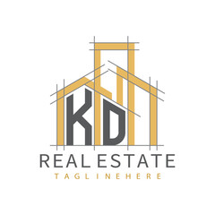 initial monogram logo for real estate with Home and Building shape creative design.