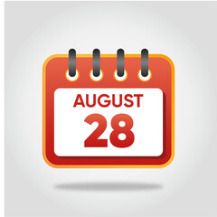 August 28 Calendar Illustration