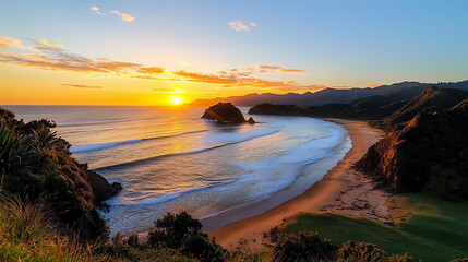 Obraz premium sunset over a peaceful ocean