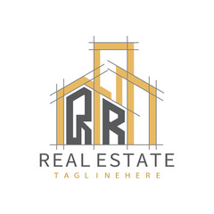 initial monogram logo for real estate with Home and Building shape creative design.