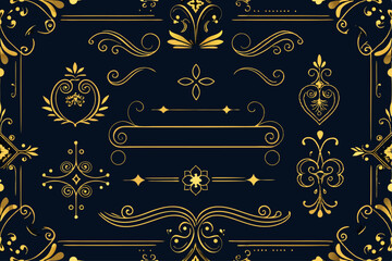 Vintage gold frame with ornate golden floral pattern, a classic baroque design element