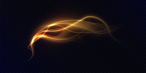 Magic golden comet with luminous trails and bright shimmer. Light effect for fantasy scenes and fabulous game interfaces.