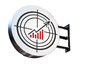 Unique target sign with upward trend design and transparent background