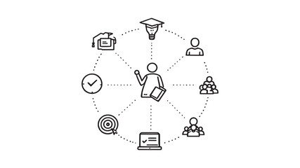 Employee Training Line Art Illustration for Better Team Development