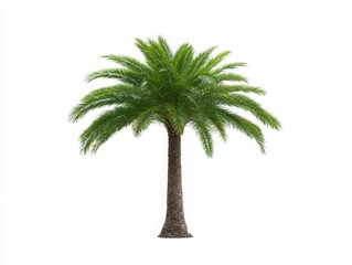 Isolated palm tree with fronds on white background