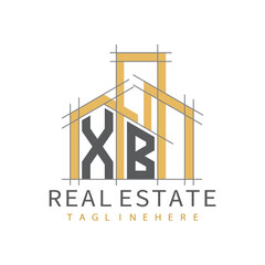 initial monogram logo for real estate with Home and Building shape creative design.