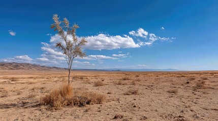 Rooted in desolation, the solitary plant thrives under the sun, capturing nature’s quiet strength and will to endure.