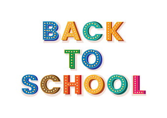 Back to school colorful retro typography design  illustration with retro light bulbs vector