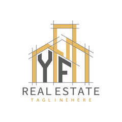 initial monogram logo for real estate with Home and Building shape creative design.