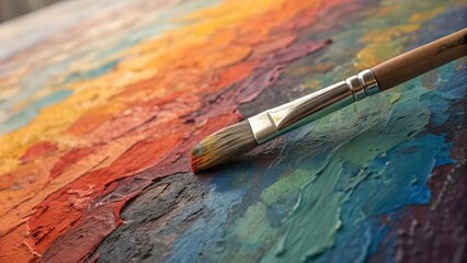 Obraz premium Thick Colorful Acrylic Paint Texture with Brush Strokes on Canvas Surface