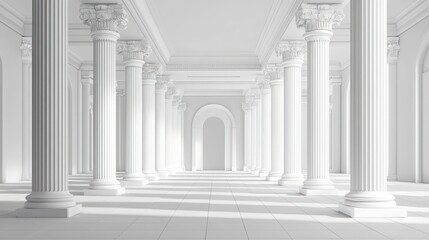 Obraz premium Elegant white colonnaded hall